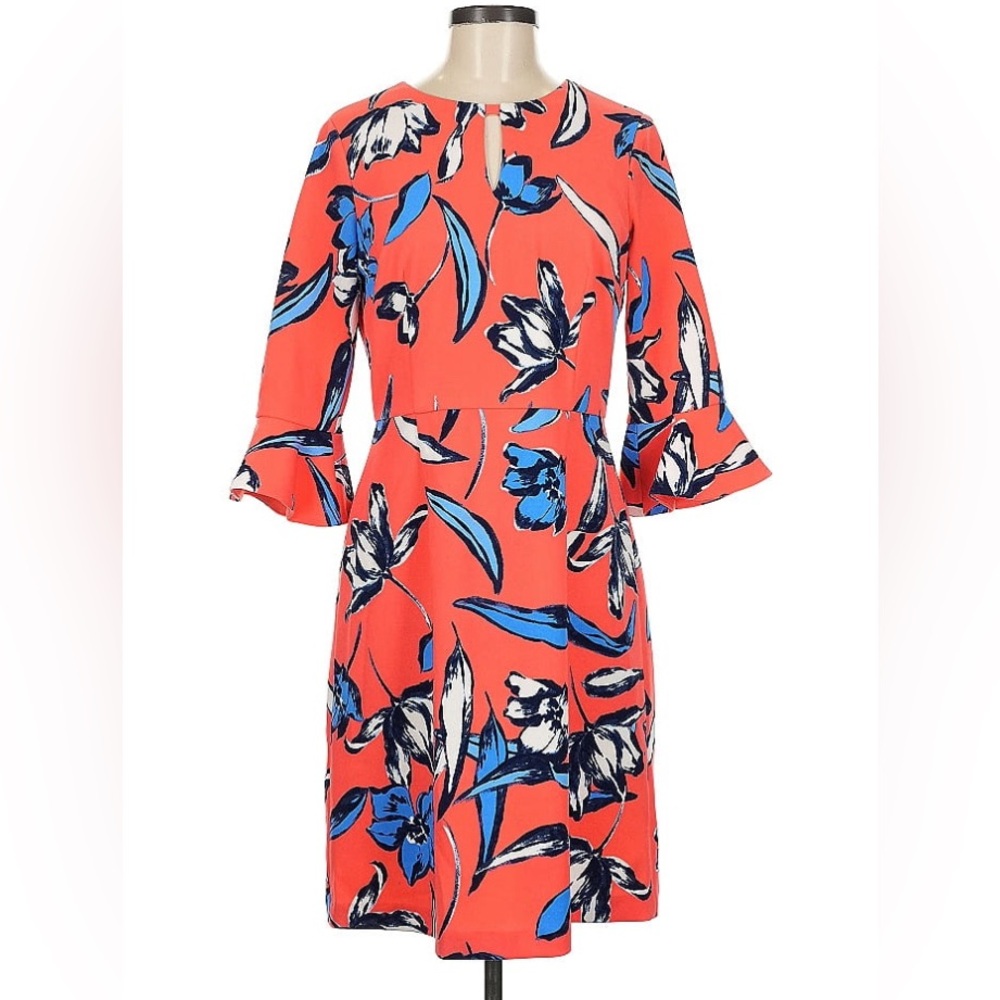 DM Collection Women’s Size 8 Coral And Blue Midi Dress